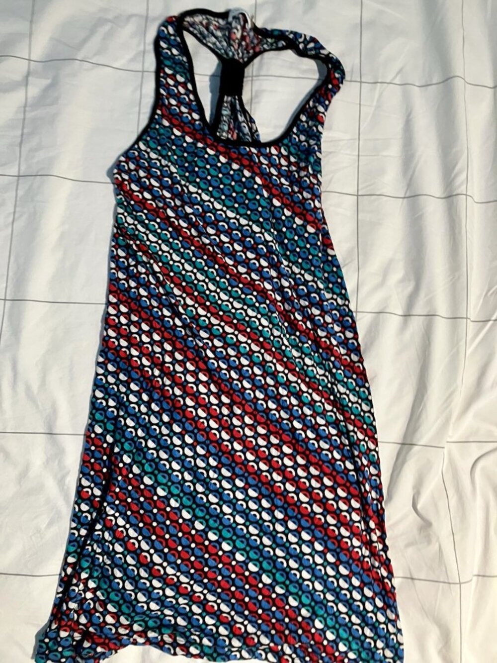 Calvin Klein Diagonal Striped Dress Patterned White Black Green Red S